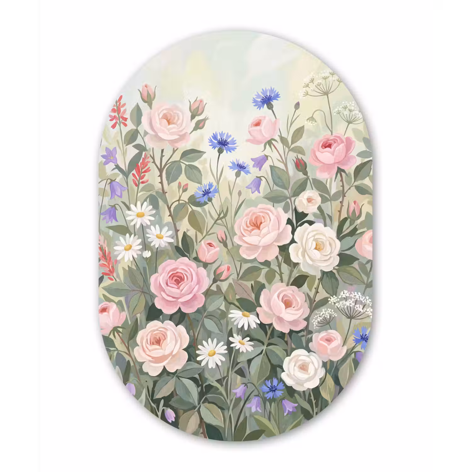 Bloemen - Tuin - Natuur - Kleurrijk Wandcirkel Ovaal Forex klein -3d