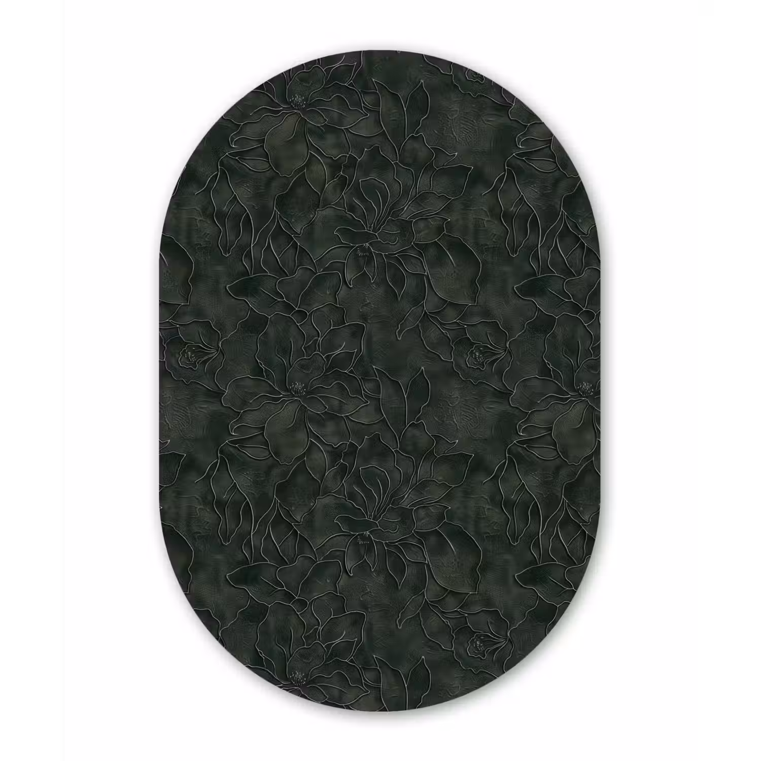 Bloemen - Lijnen - Groen Wandcirkel Ovaal Forex klein 630 -3d