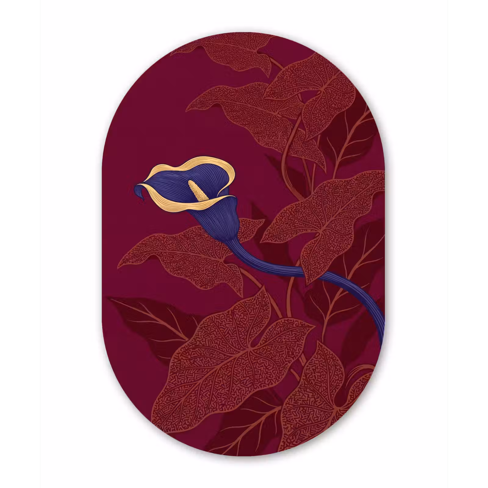 Forexbild Oval - Blumen – Modern – Lila - Bloemen - Modern - Paars Wandcirkel Ovaal Forex klein