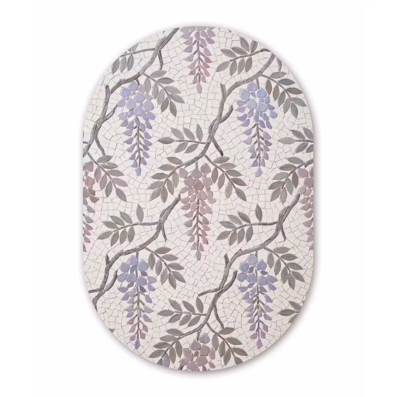 Bloemen - Mozaïek - Natuur - Patroon - Paars Wandcirkel Ovaal Forex klein -3d