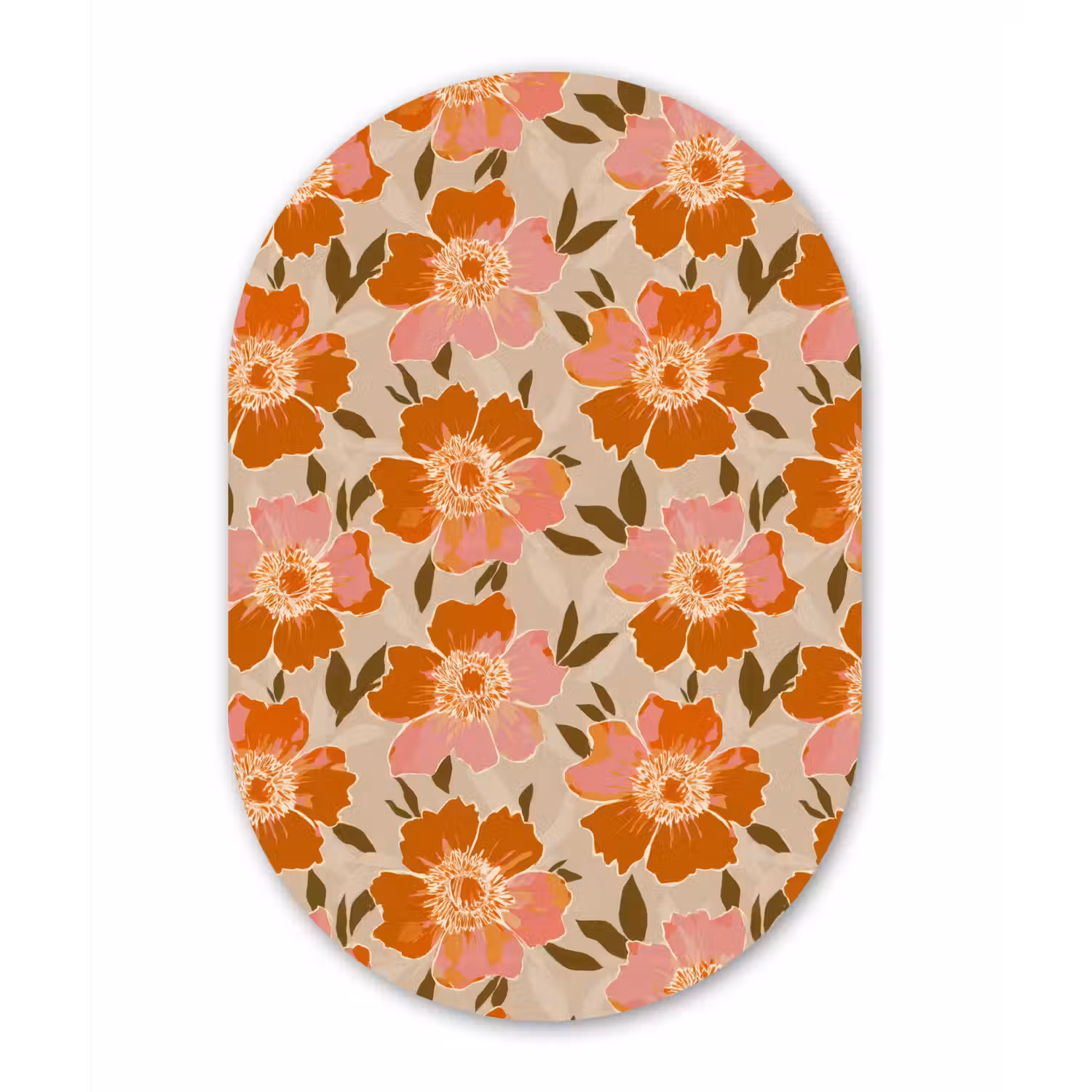 Bloemen - Motief - Retro Wandcirkel Ovaal Forex klein 630 -3d