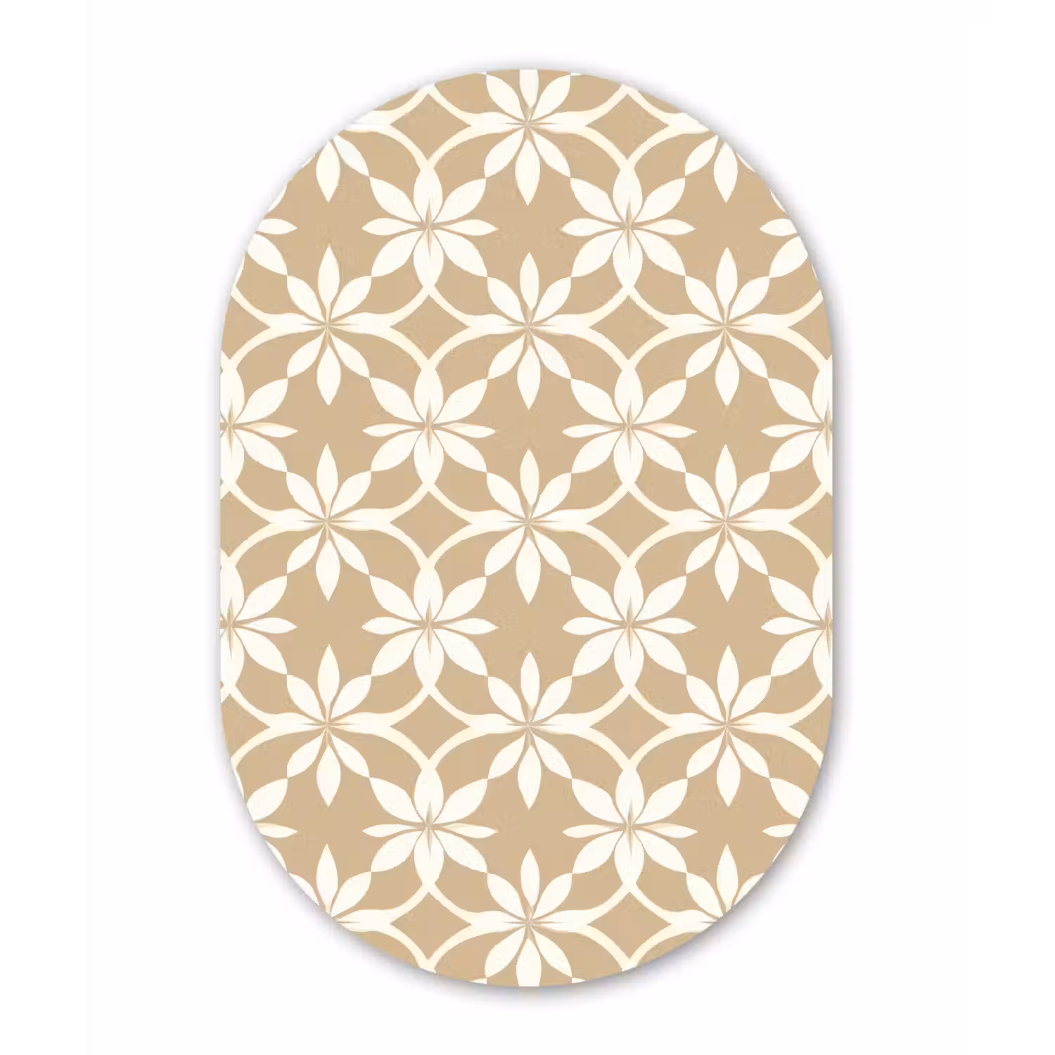 Bloemen - Patroon - Beige Wandcirkel Ovaal Forex klein 630 -3d