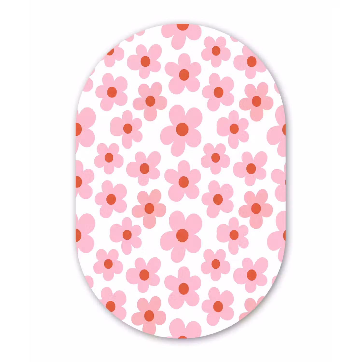Bloemen - Patroon - Modern - Roze - Wit Wandcirkel Ovaal Forex klein -3d