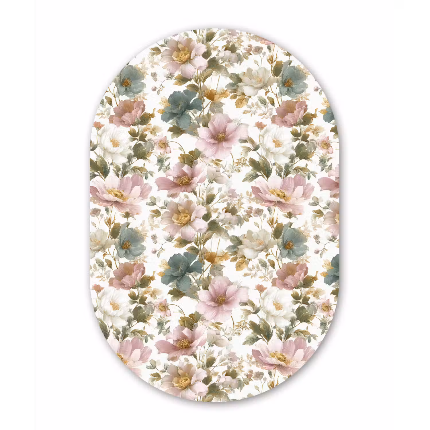 Bloemen - Patroon - Pastel Wandcirkel Ovaal Forex klein 630 -3d