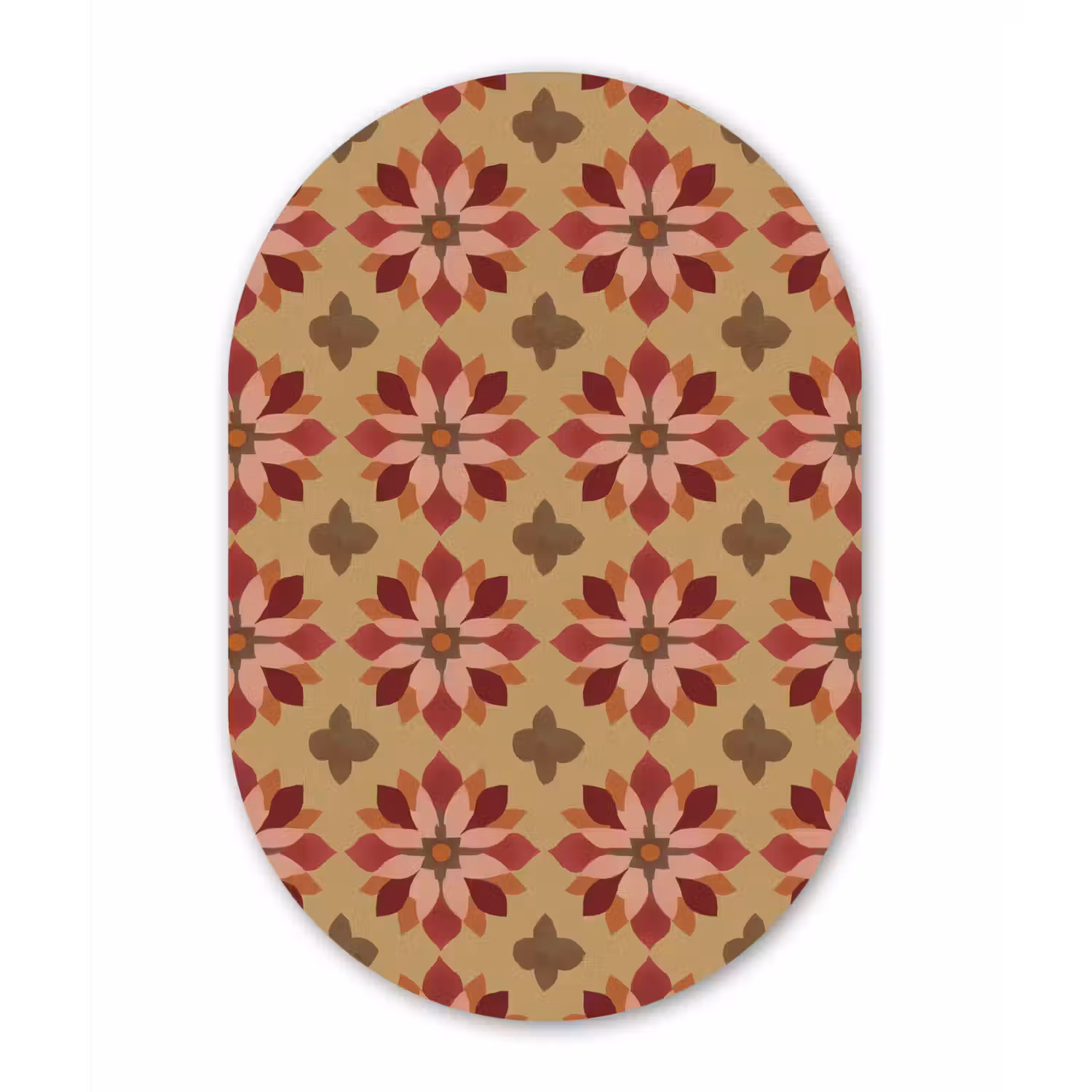 Bloemen - Retro - Groen Wandcirkel Ovaal Forex klein 630 -3d