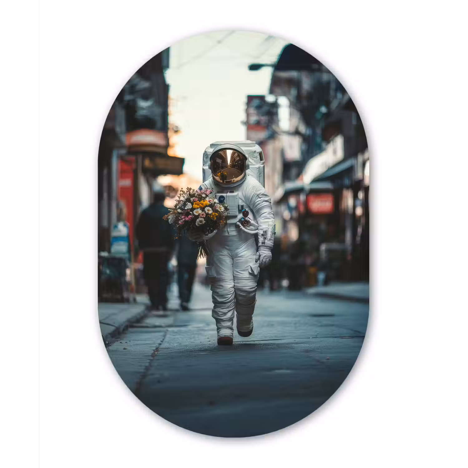 Boeket - Bloemen - Kleurrijk - Astronaut Wandcirkel Ovaal Forex klein -3d
