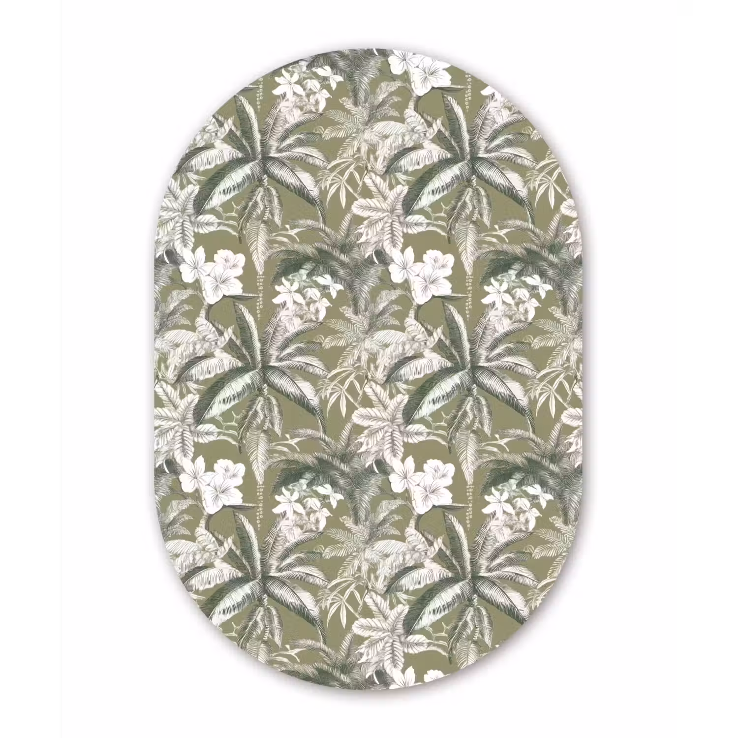 Botanisch - Bloemen - Groen Wandcirkel Ovaal Forex klein 630 -3d