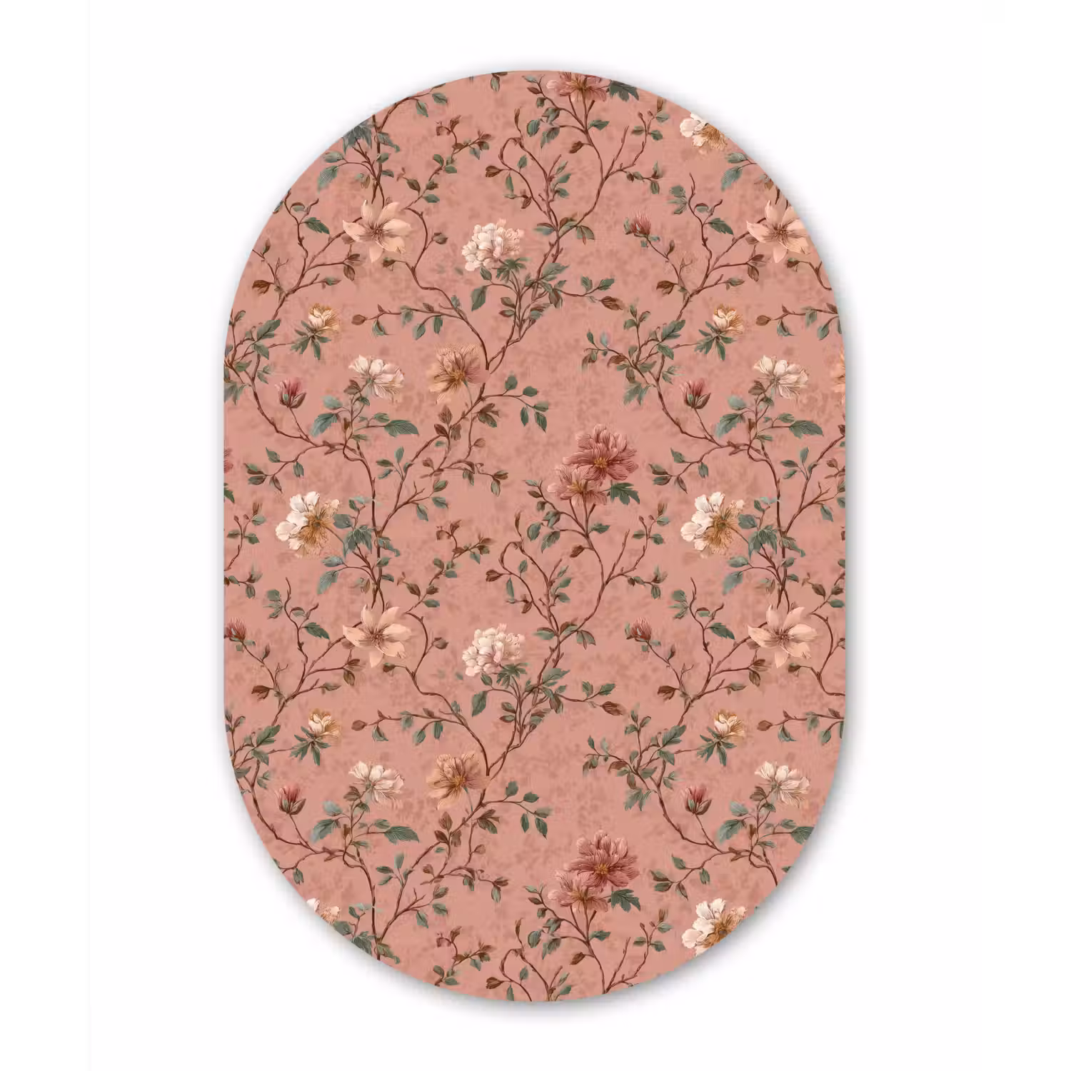 Botanisch - Bloemen - Roze Wandcirkel Ovaal Forex klein 630 -3d