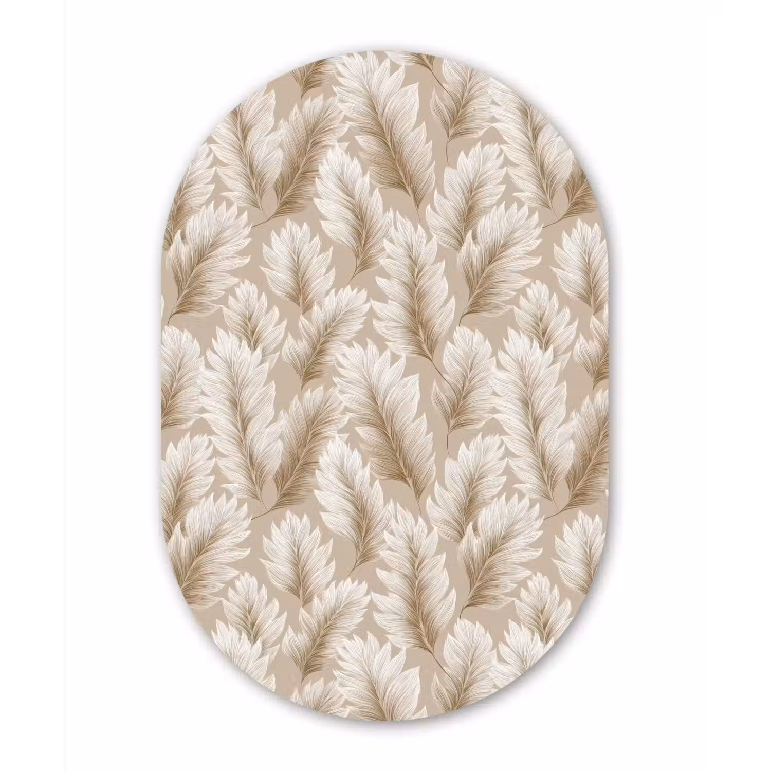 Botanisch - Patroon - Beige Wandcirkel Ovaal Forex klein 630 -3d