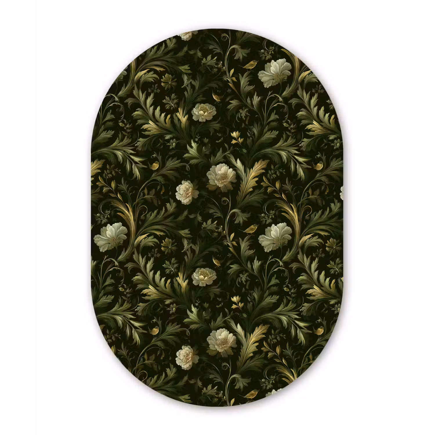Botanisch - Naadloos - Bloemen Wandcirkel Ovaal Forex klein 630 -3d