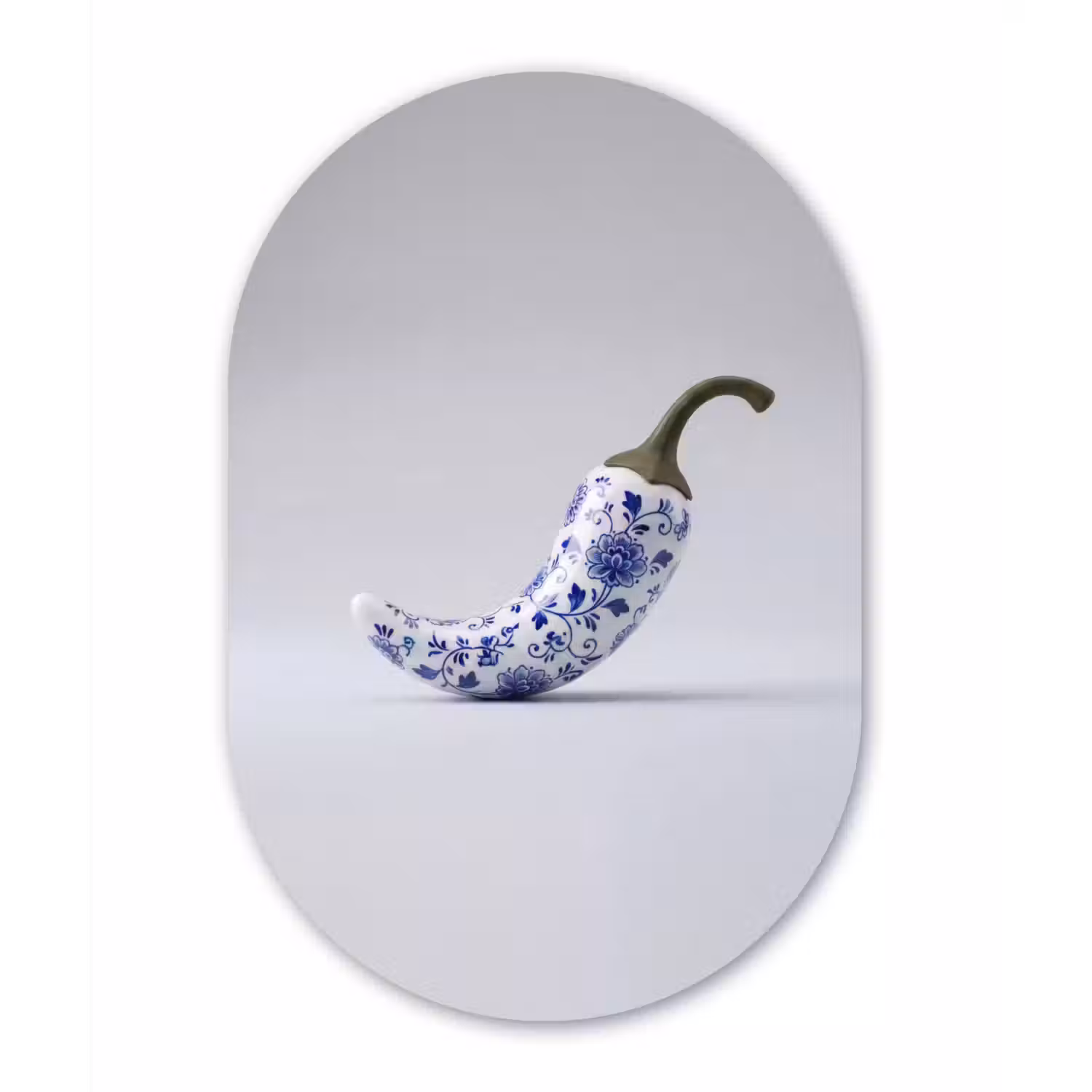 Chilipeper - Keramiek - Blauw Wandcirkel Ovaal Forex klein -3d