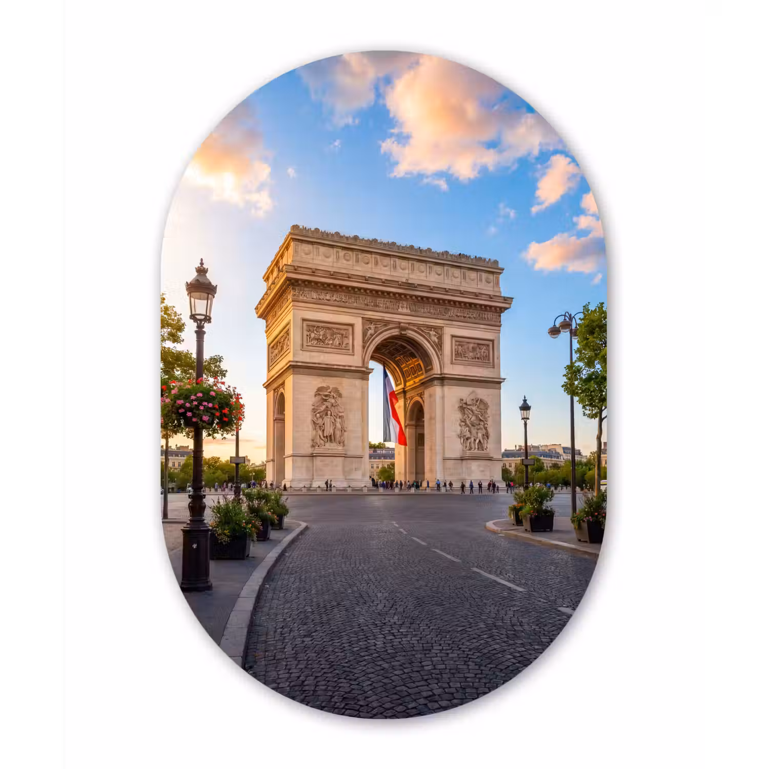 Monument - Parijs - Zonsondergang - Architectuur - Goud Wandcirkel Ovaal Forex klein -3d