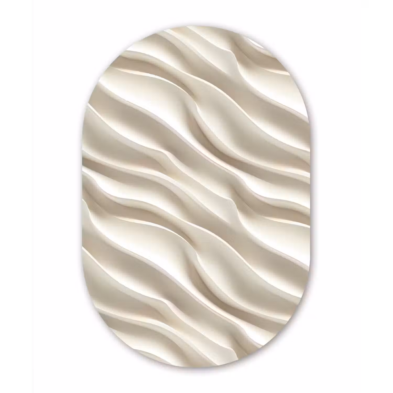 Diagonaal - Golven - Crème Wandcirkel Ovaal Forex klein 630 -3d