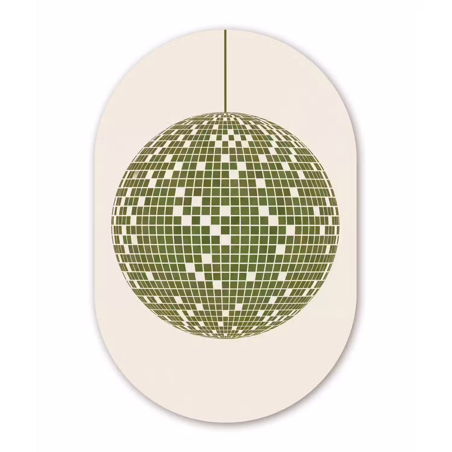 Disco - Bal - Groen - Abstract - Modern Wandcirkel Ovaal Forex klein -3d
