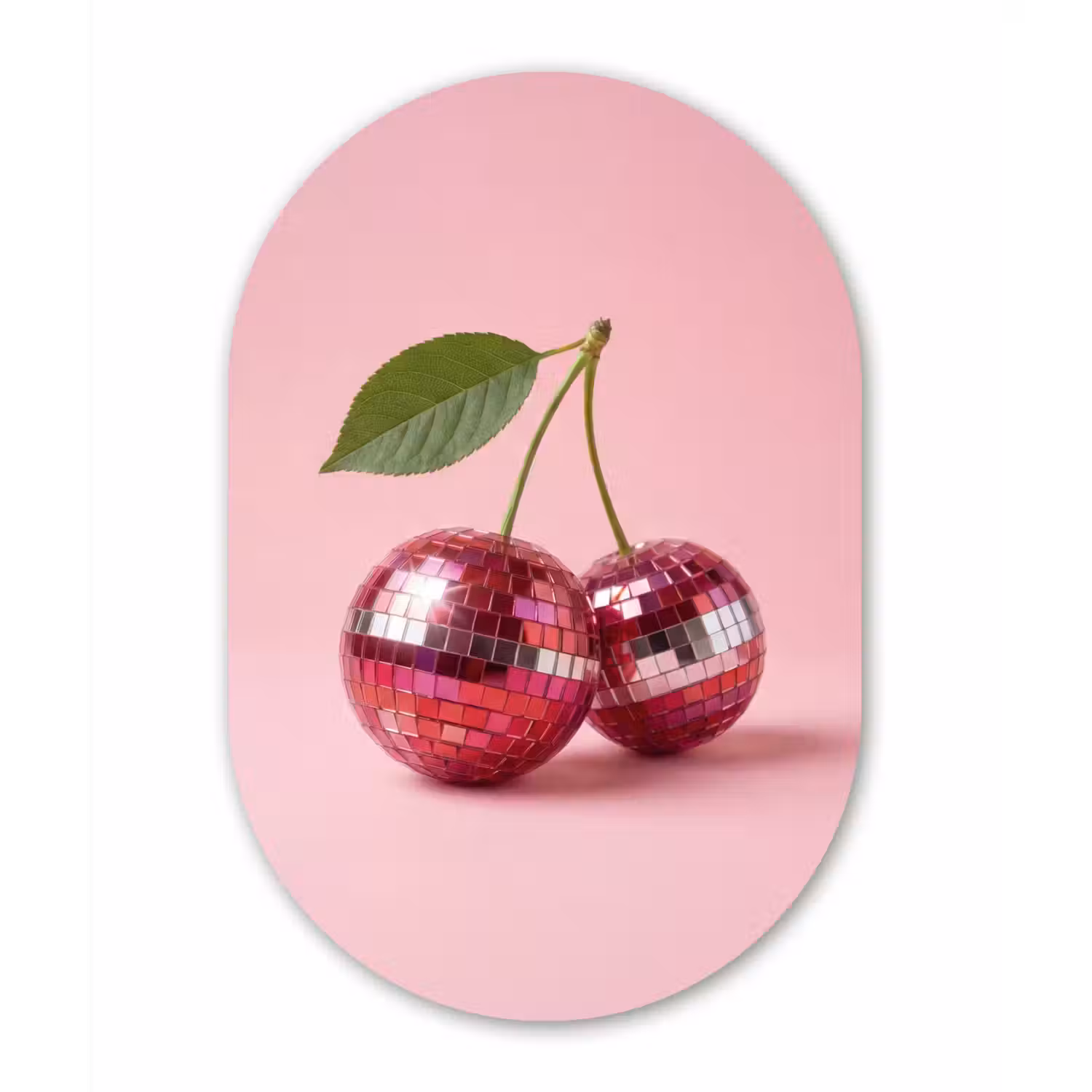 Disco - Kersen - Roze Wandcirkel Ovaal Forex klein -3d