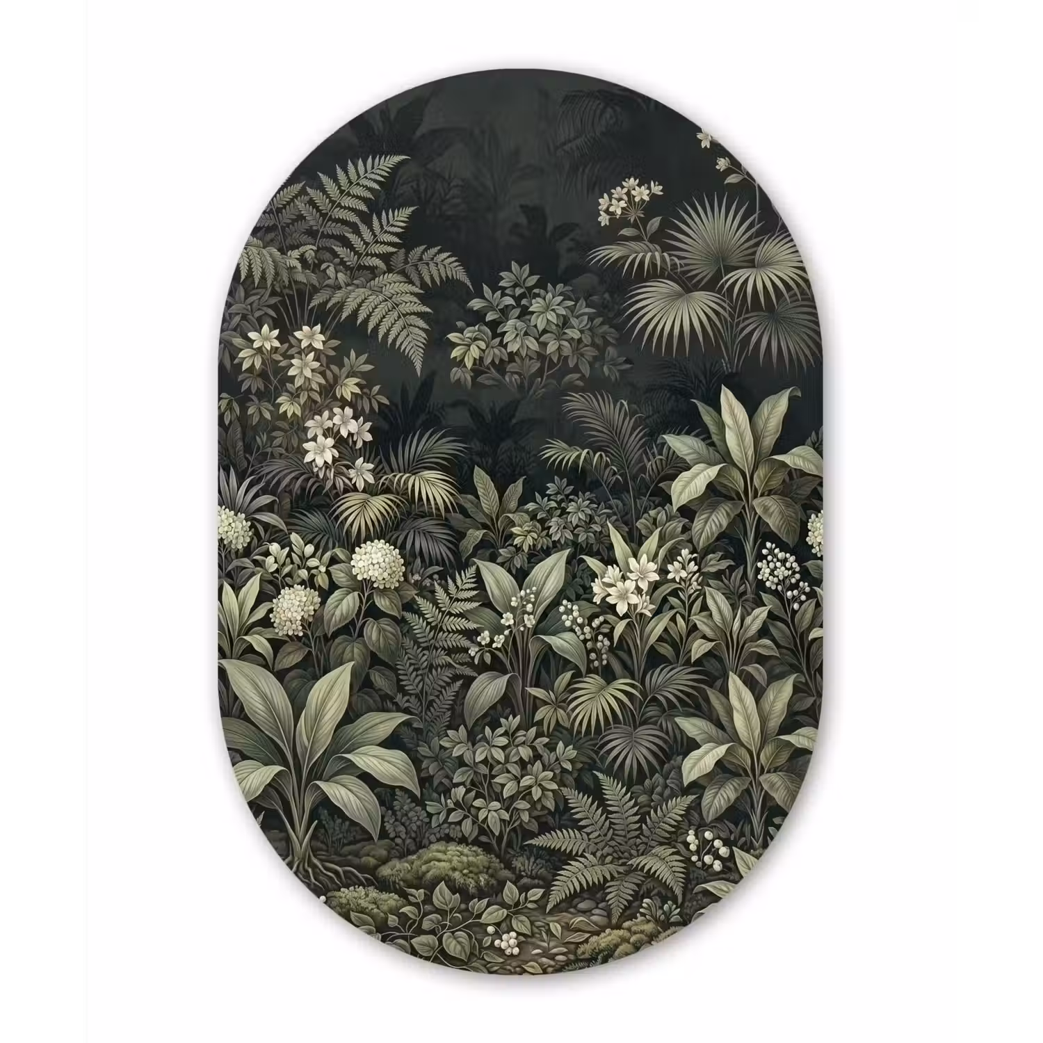 Jungle - Bladeren - Botanisch - Groen Wandcirkel Ovaal Forex klein -3d