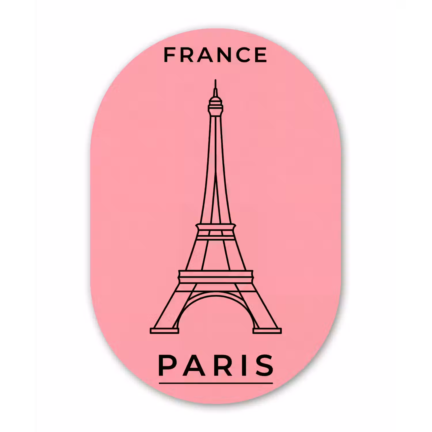 Eiffeltoren - Parijs - Architectuur - Minimalistisch - Roze Wandcirkel Ovaal Forex klein -3d