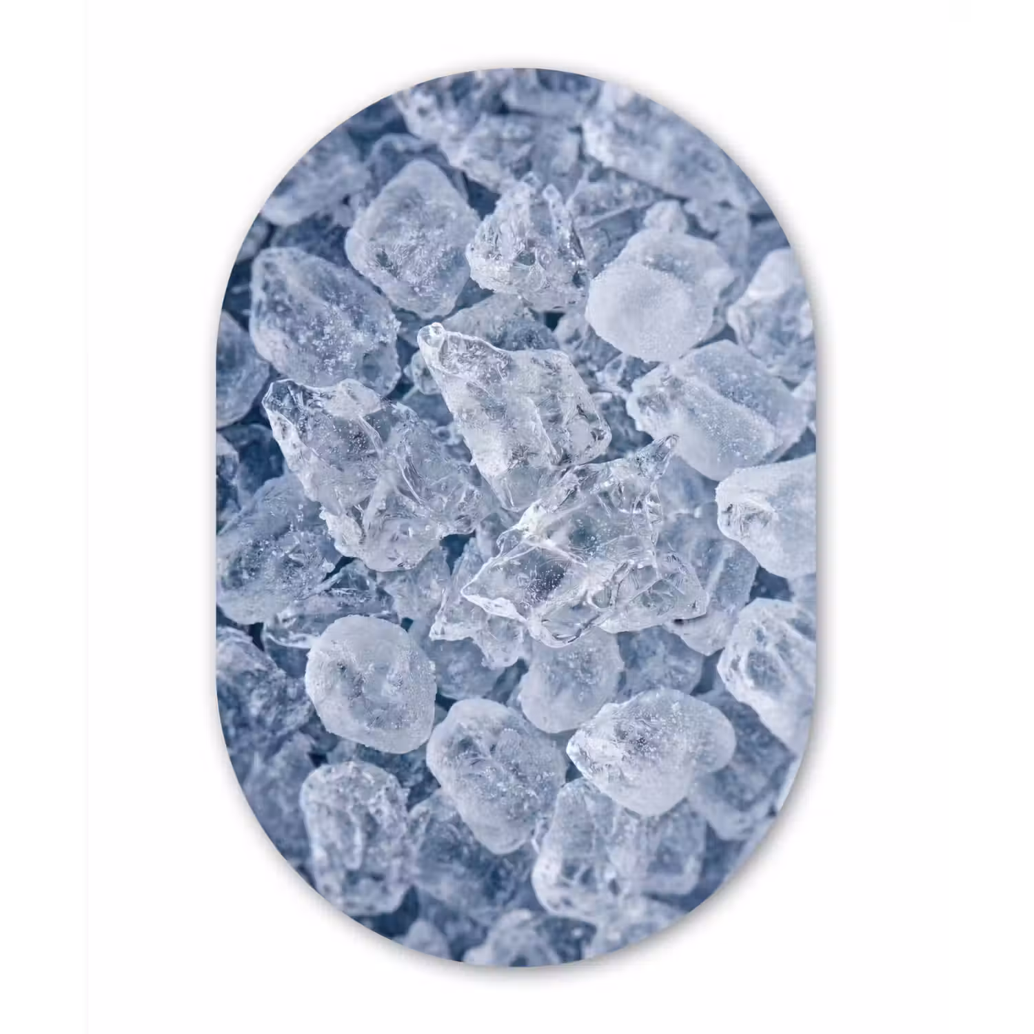 Ijsblokjes - Water - Blauw Wandcirkel Ovaal Forex klein -3d