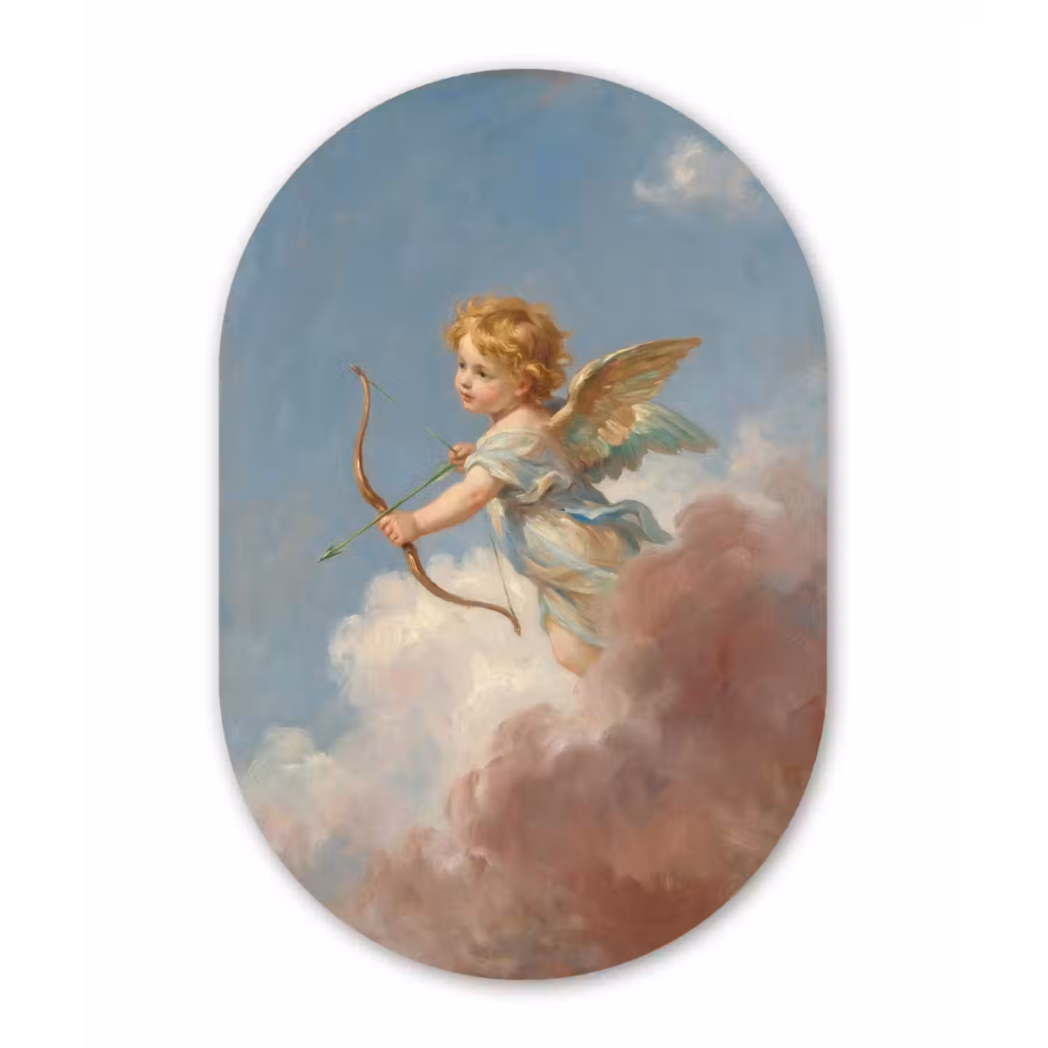 Engel - Pijl en boog - Mythologie - Klassiek Wandcirkel Ovaal Forex klein -3d
