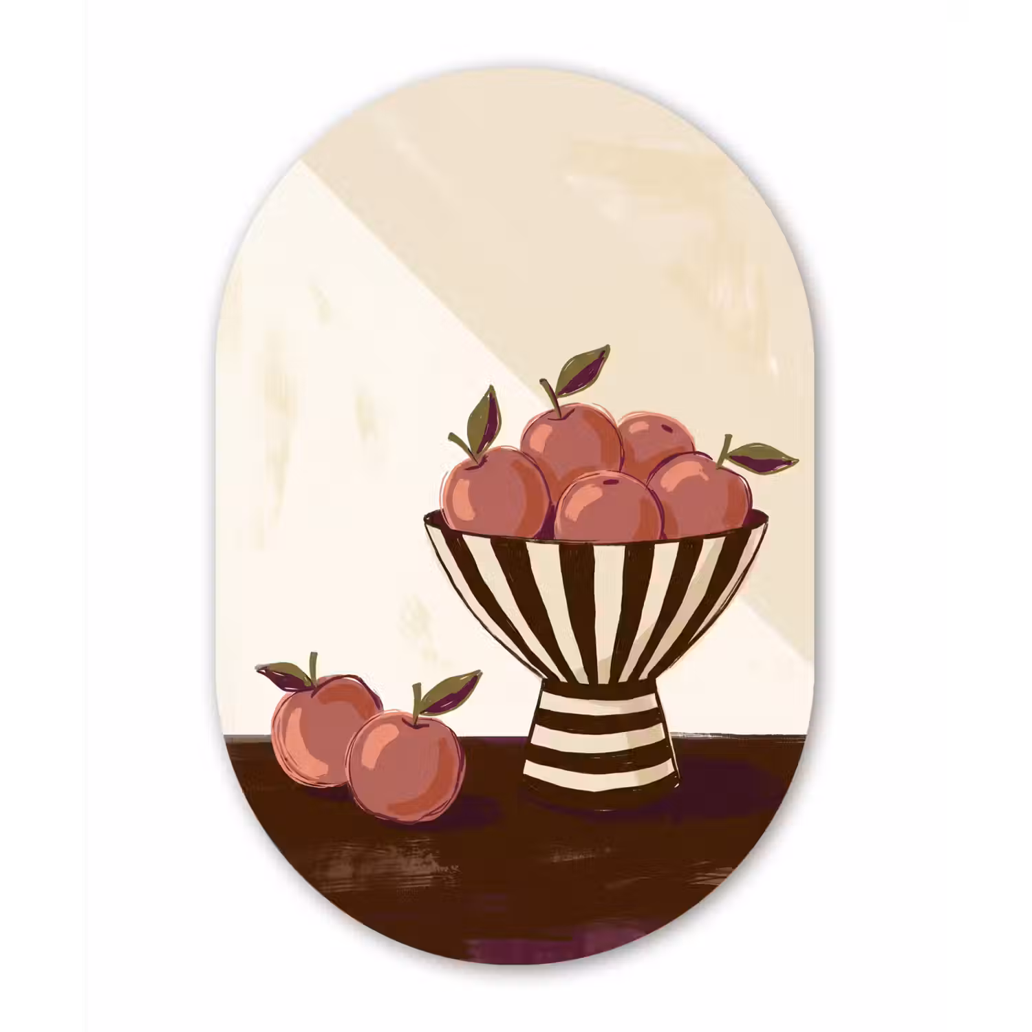 Eten - Schaal - Stilleven - Modern - Rood Wandcirkel Ovaal Forex klein -3d