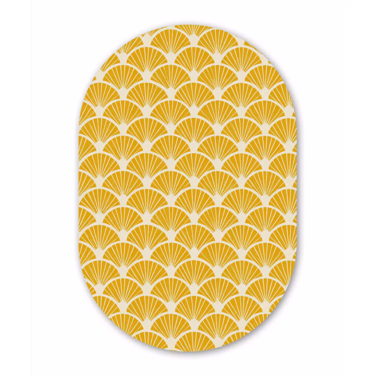 Waaiers - Art Deco - Retro - Okergeel Wandcirkel Ovaal Forex klein 630 -3d