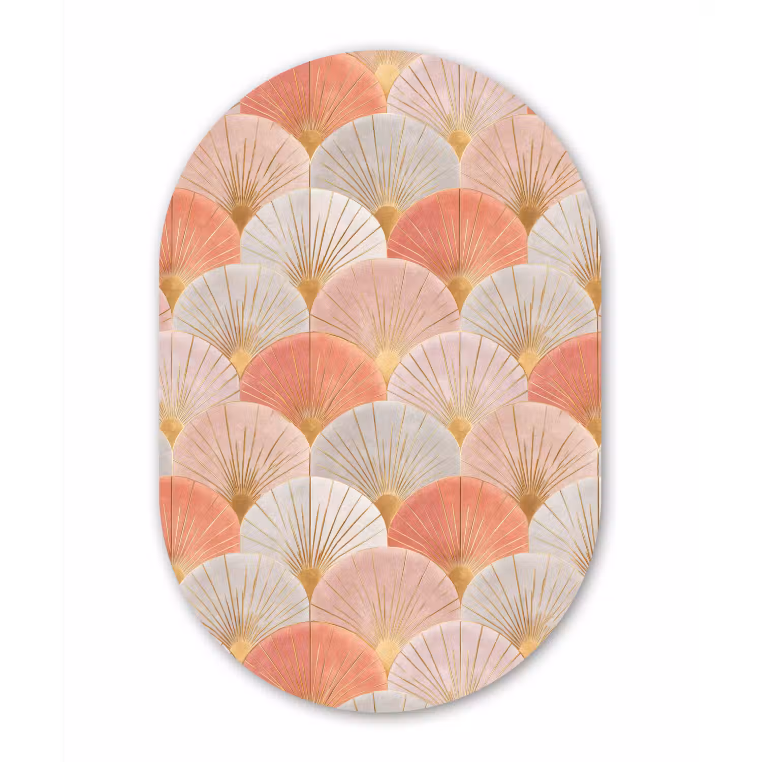 Waaiers - Goud - Roze Wandcirkel Ovaal Forex klein 630 -3d