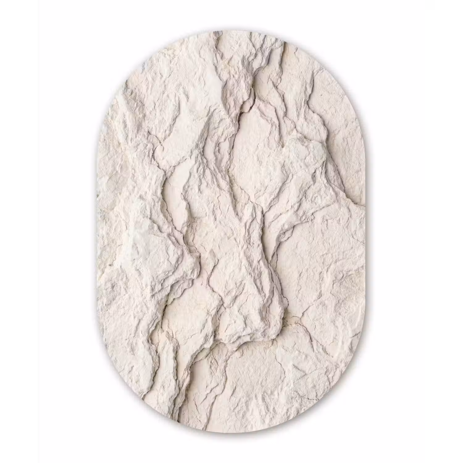 Rots - Structuur - Natuur - Beige - Abstract Wandcirkel Ovaal Forex klein -3d