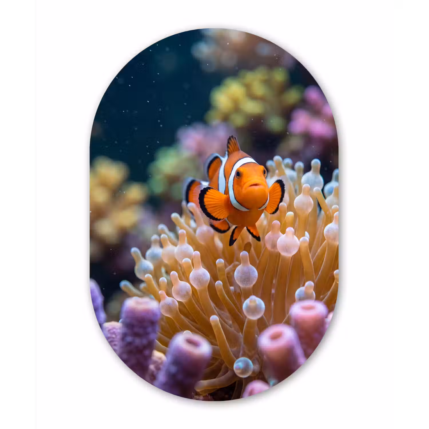 Vis - Koraal - Onderwater - Oranje - Dieren Wandcirkel Ovaal Forex klein -3d