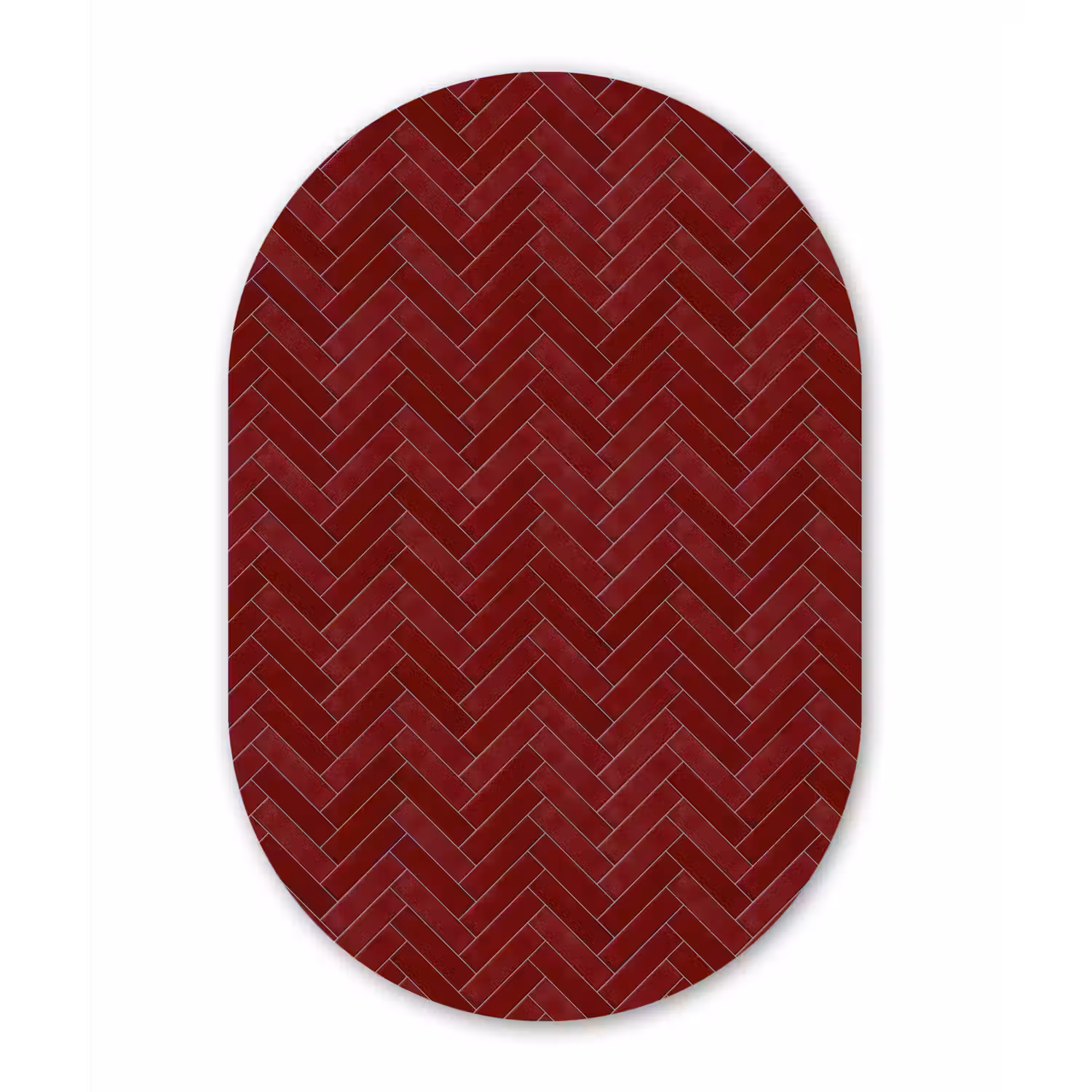 Visgraat - Wandtegel - Bordeaux - Rood Wandcirkel Ovaal Forex klein 630 -3d