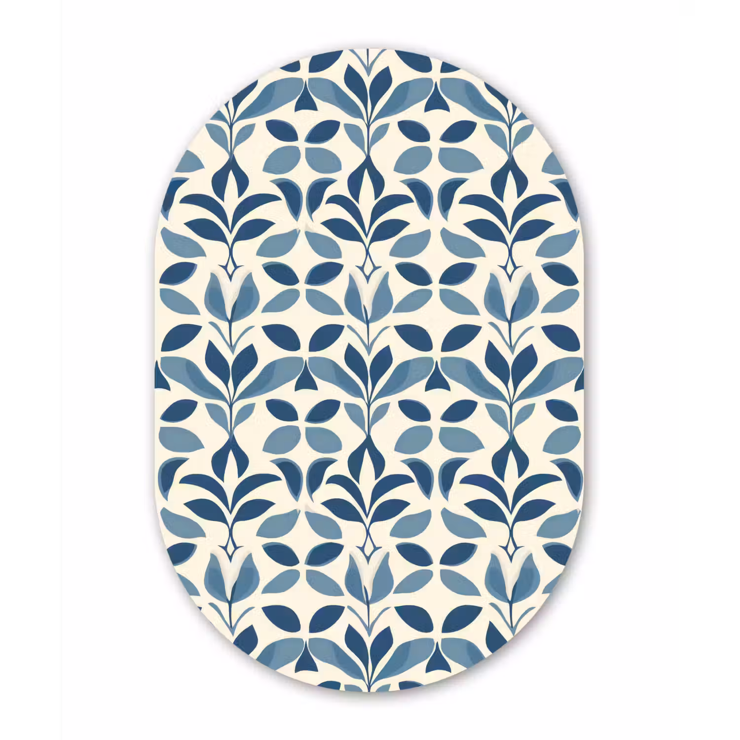 Flora - Modern - Blauw Wandcirkel Ovaal Forex klein 630 -3d