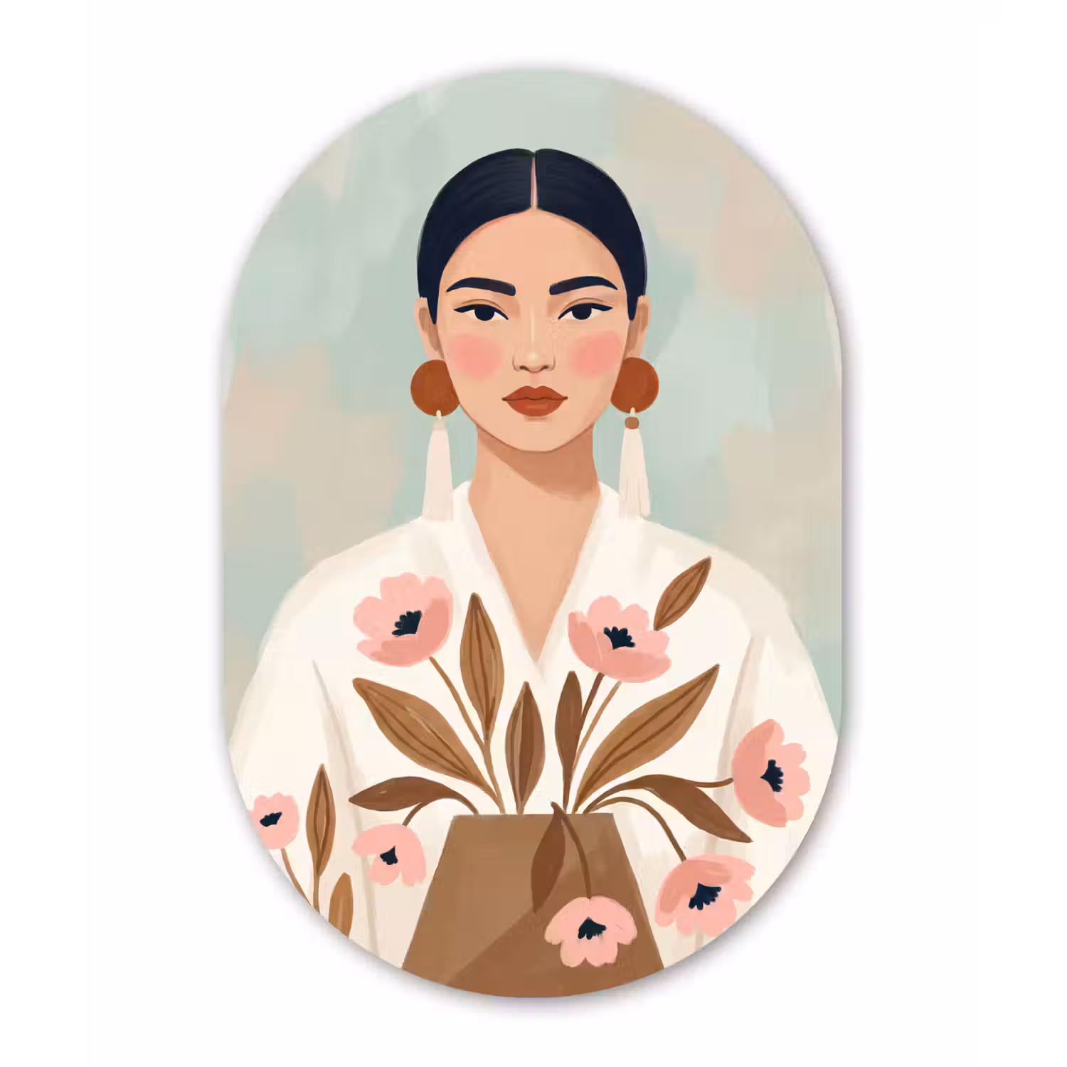 Vrouw - Kimono - Pastel Wandcirkel Ovaal Forex klein -3d