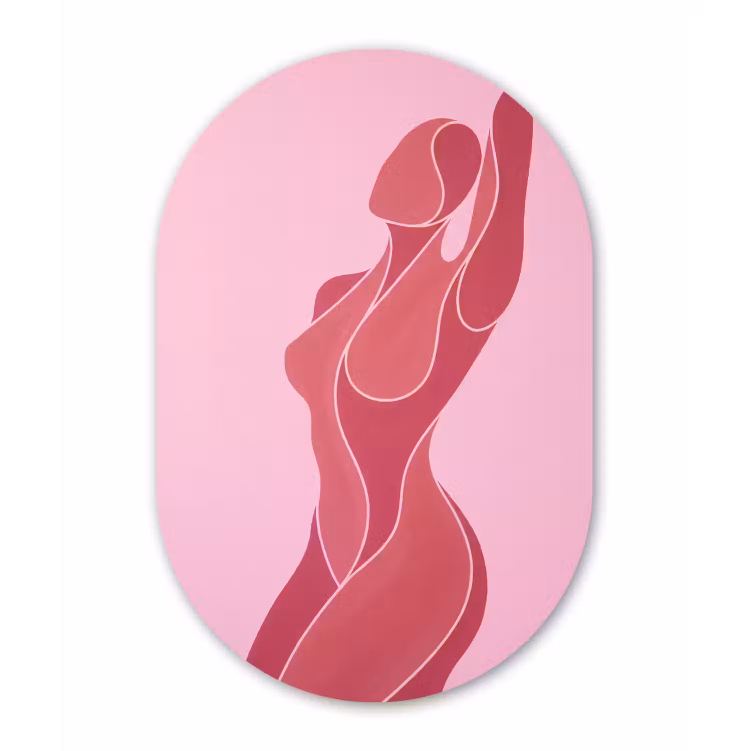Vrouw - Lichaam - Abstract - Roze Wandcirkel Ovaal Forex klein -3d