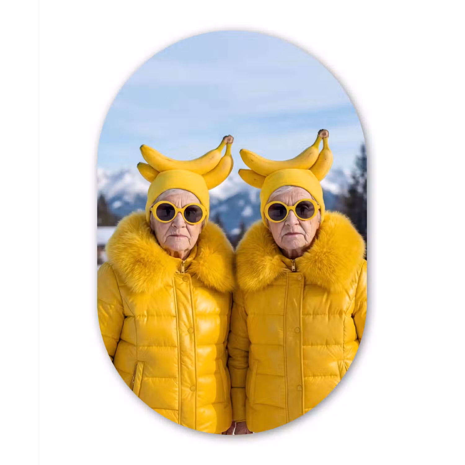 Vrouwen - Bananen - Geel Wandcirkel Ovaal Forex klein -3d