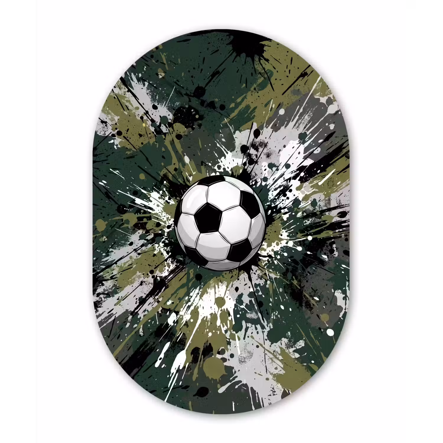 Voetbal - Verf - Spetters - Groen Wandcirkel Ovaal Forex klein -3d