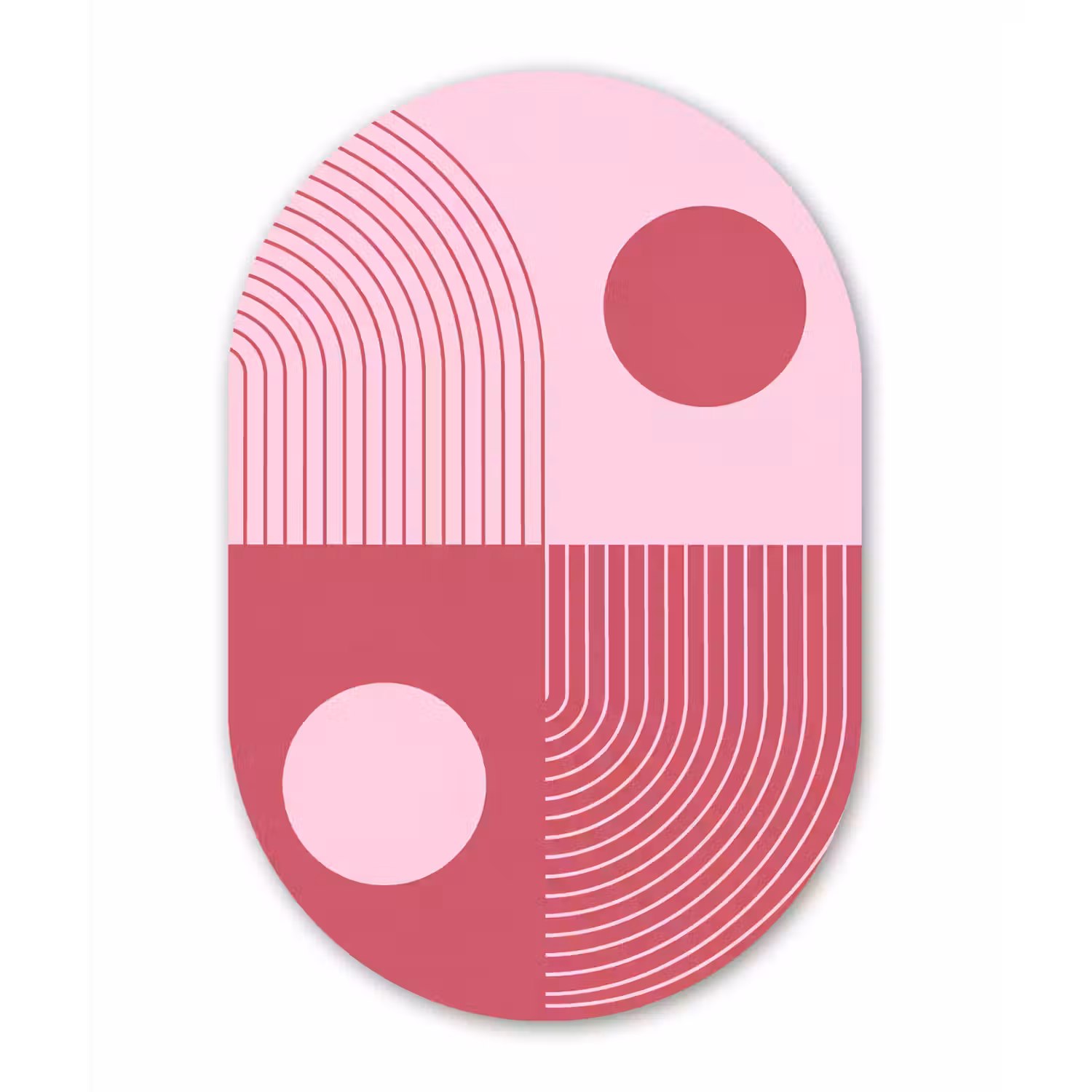 Geometrie - Patroon - Abstract - Roze - Modern Wandcirkel Ovaal Forex klein -3d