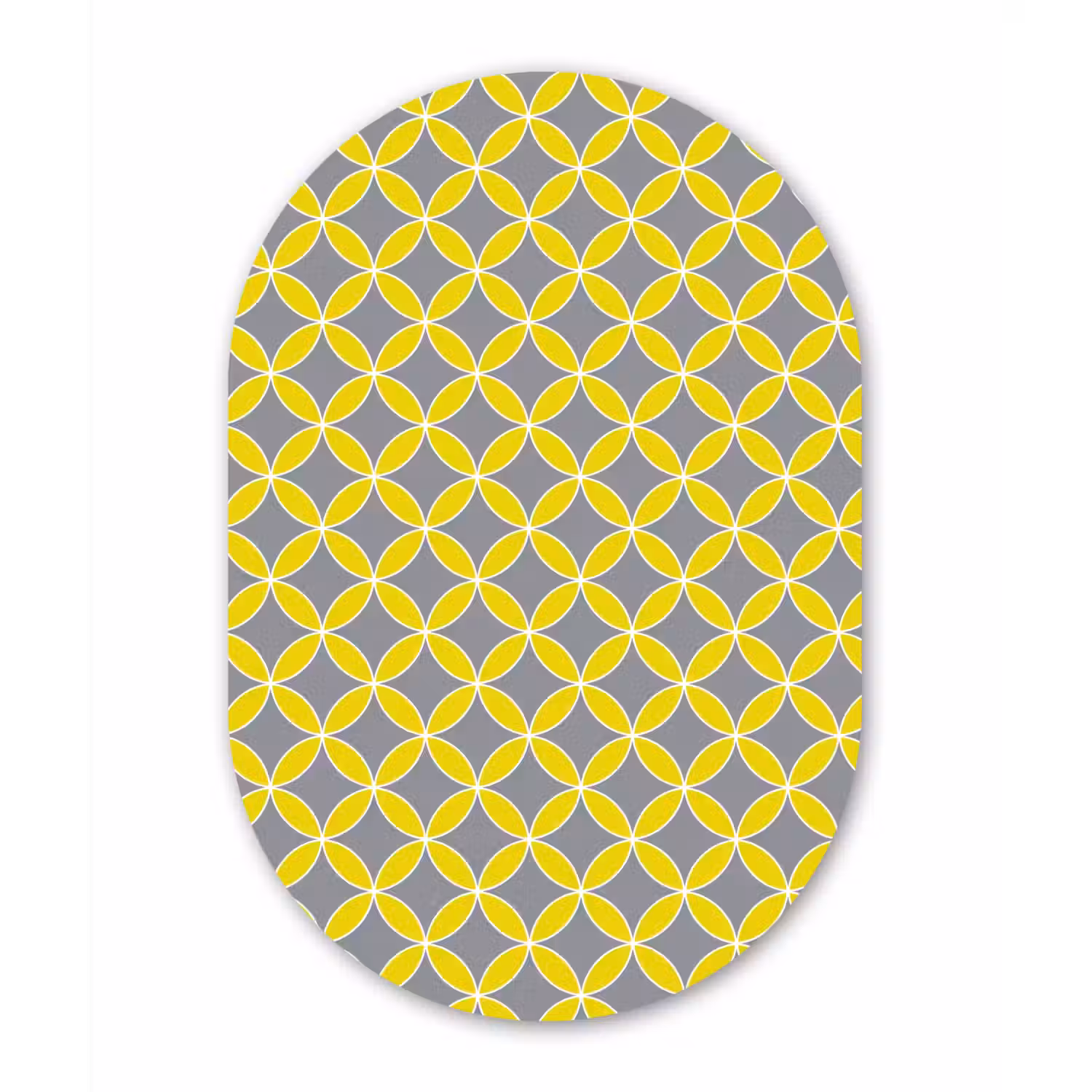 Geometrisch - Cirkels - Modern - Grijs - Geel Wandcirkel Ovaal Forex klein 630 -3d