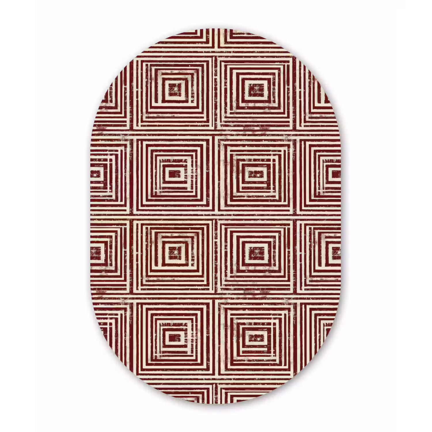 Geometrisch - Patroon - Rood Wandcirkel Ovaal Forex klein 630 -3d