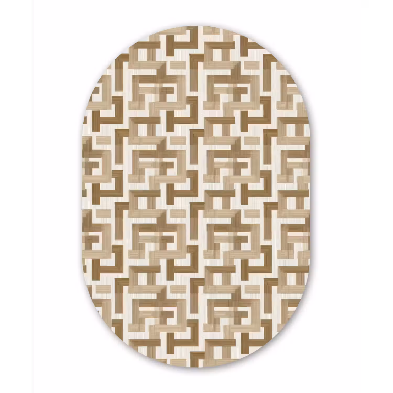 Geometrisch - Retro - Bruin Wandcirkel Ovaal Forex klein 630 -3d