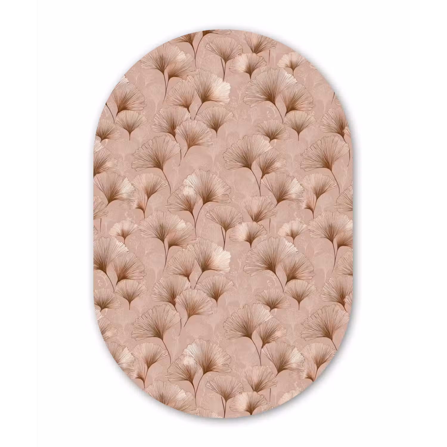Ginkgo - Patroon - Roze Wandcirkel Ovaal Forex klein 630 -3d