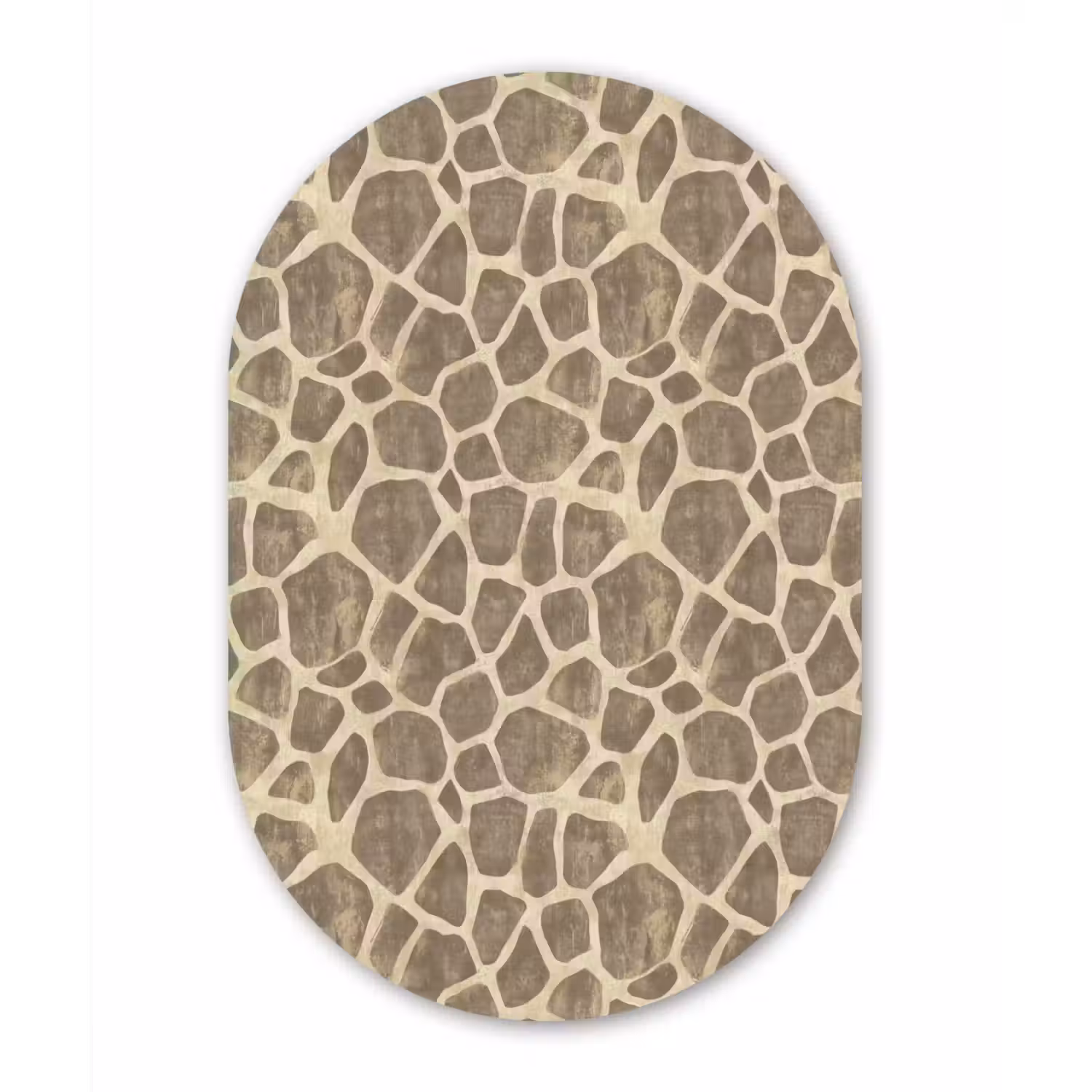 Giraf - Patroon - Beige - Bruin Wandcirkel Ovaal Forex klein 630 -3d