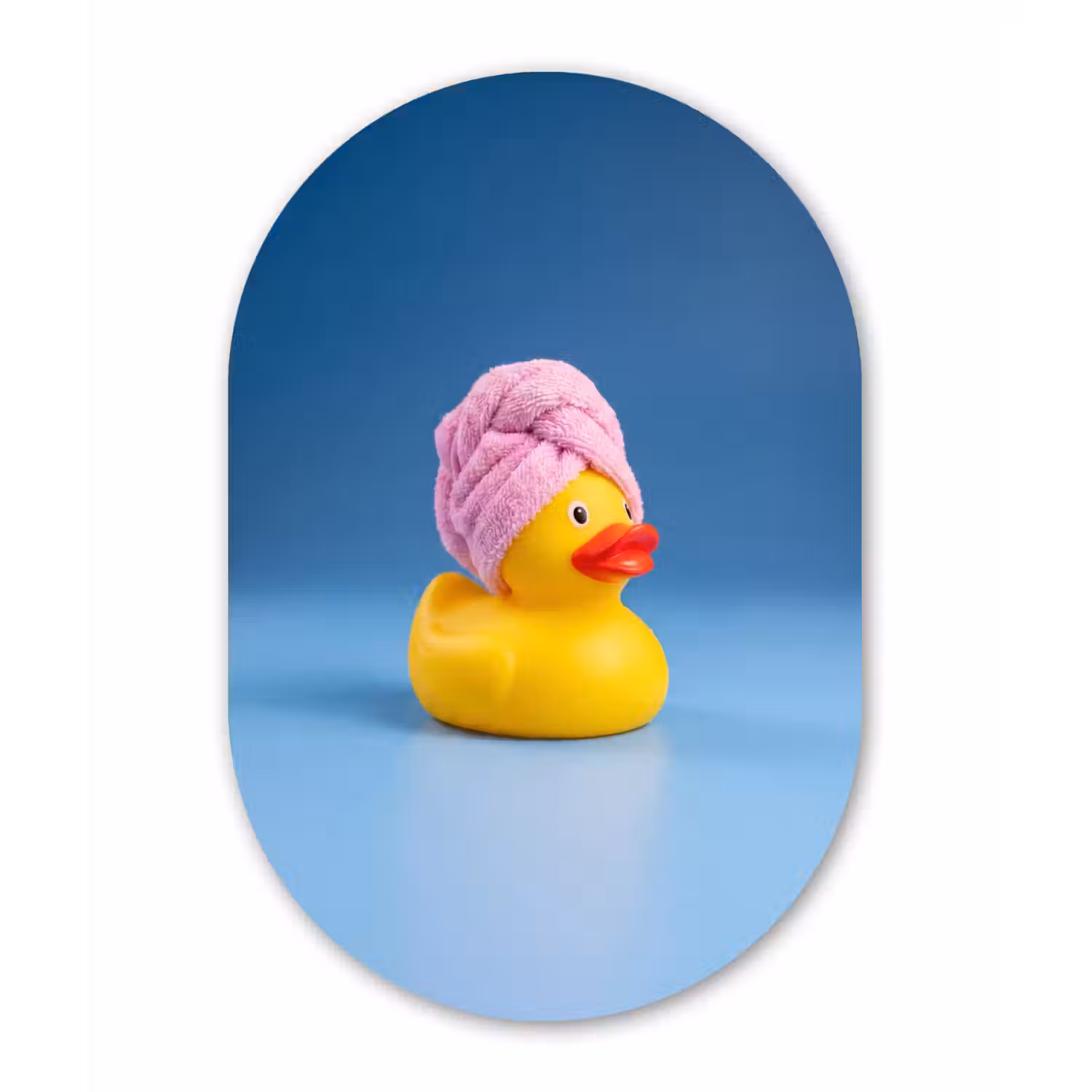 Badeend - Handdoek - Blauw Wandcirkel Ovaal Forex klein -3d