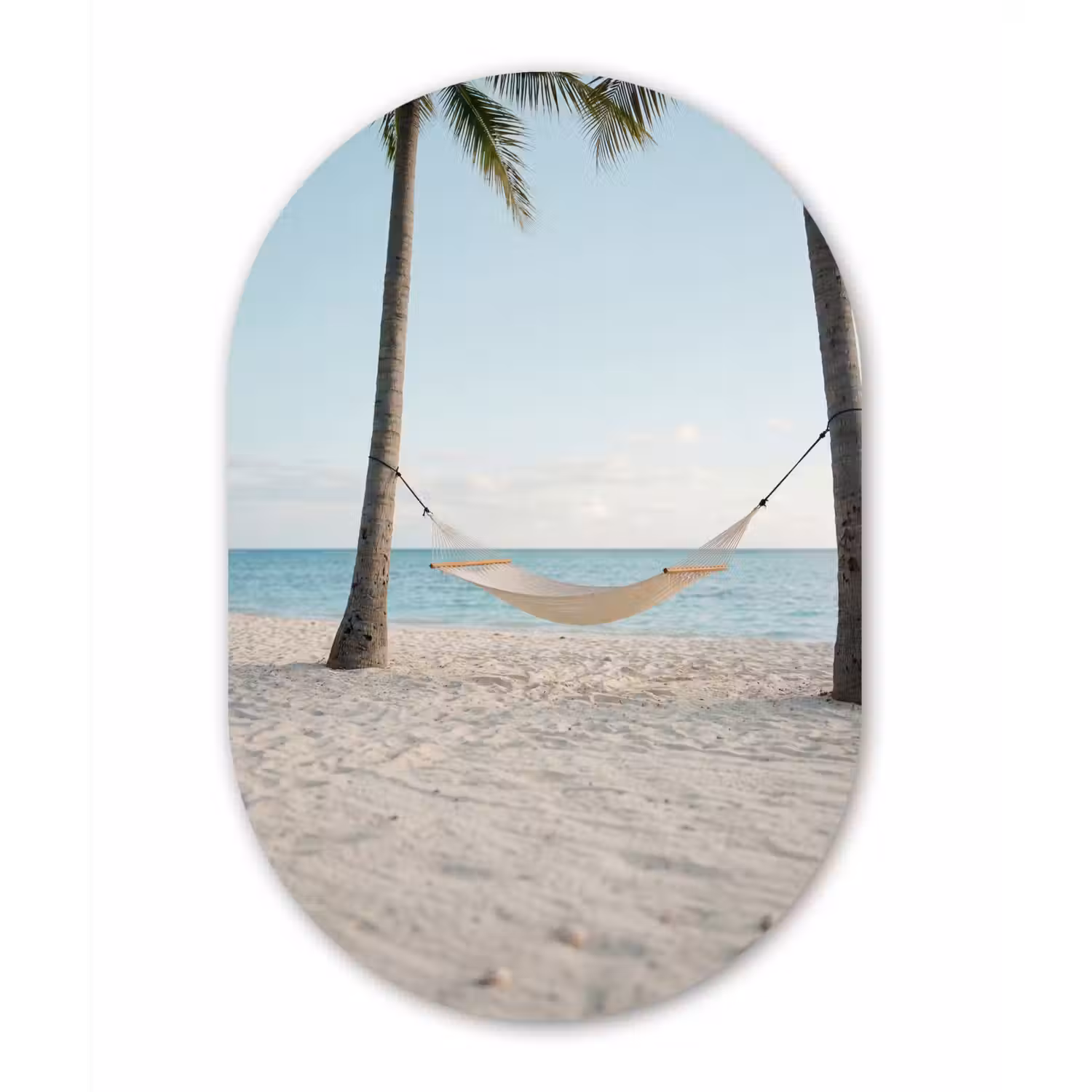 Hangmat - Strand - Wit Wandcirkel Ovaal Forex klein -3d