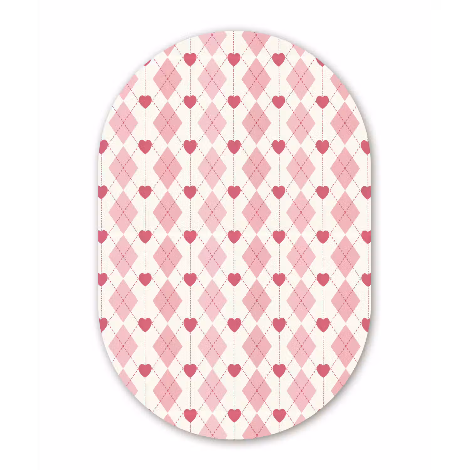 Ruiten - Klassiek - Roze - Wit Wandcirkel Ovaal Forex klein 630 -3d