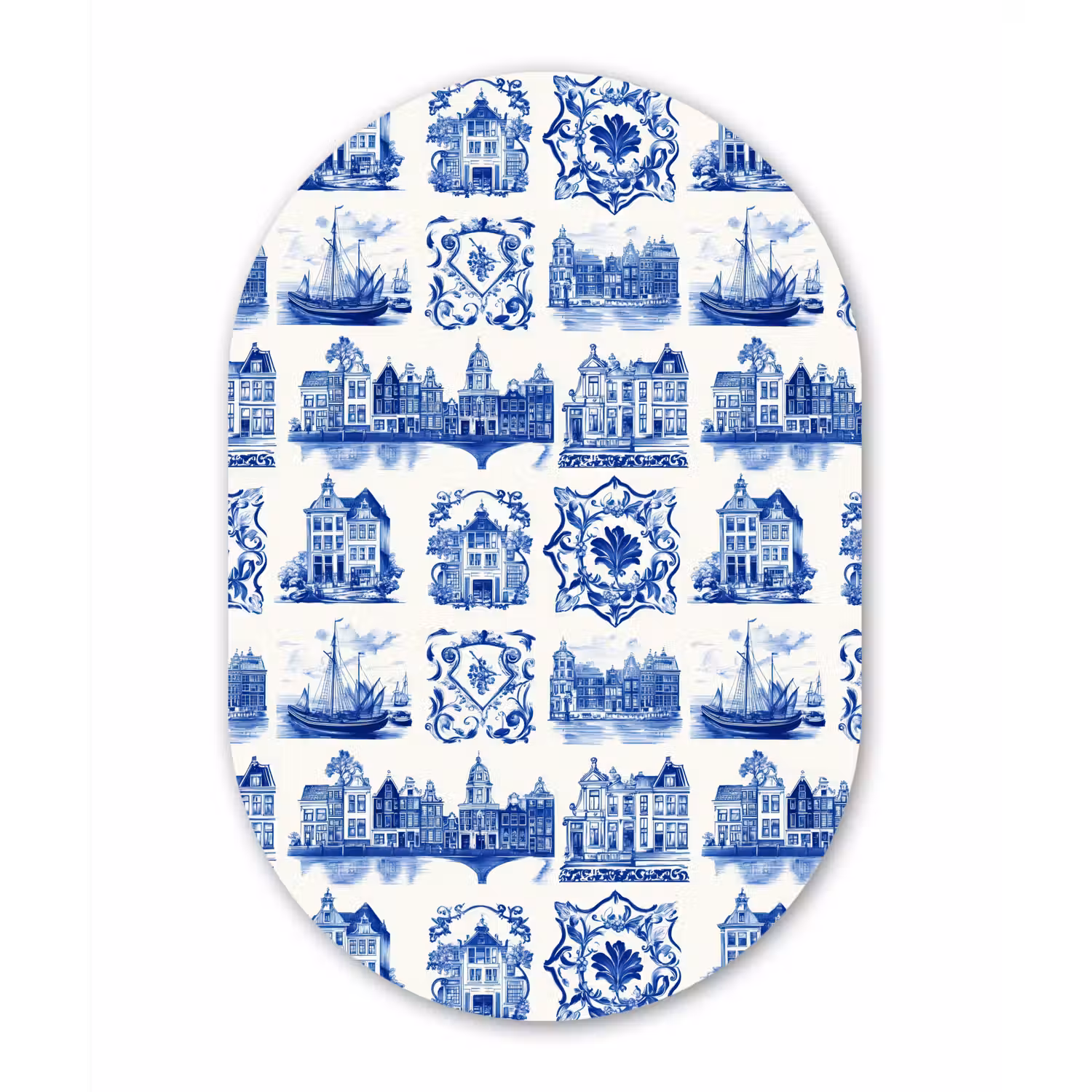 Huizen - Schepen - Blauw Wandcirkel Ovaal Forex klein 630 -3d