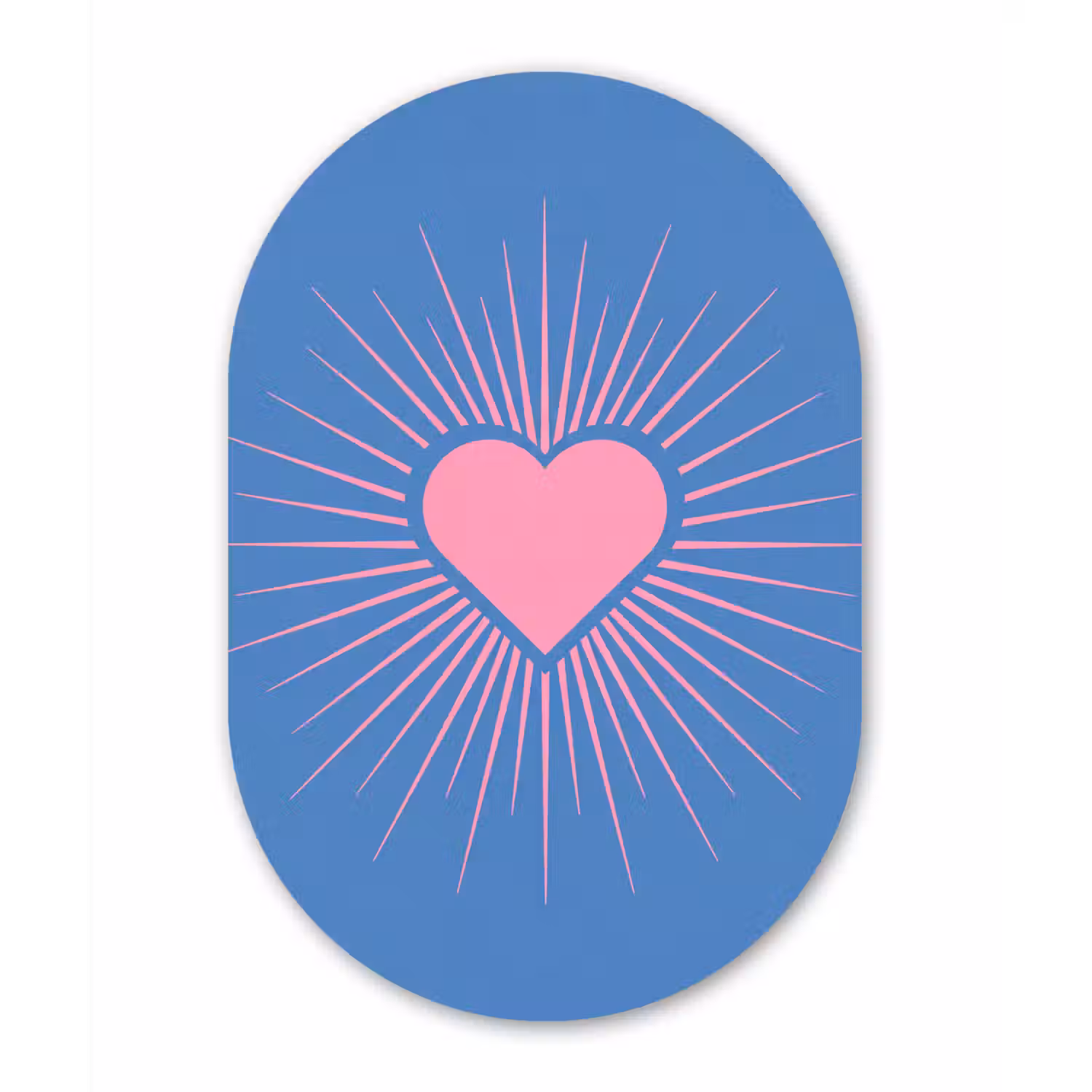 Hart - Stralen - Liefde - Modern - Roze Wandcirkel Ovaal Forex klein -3d