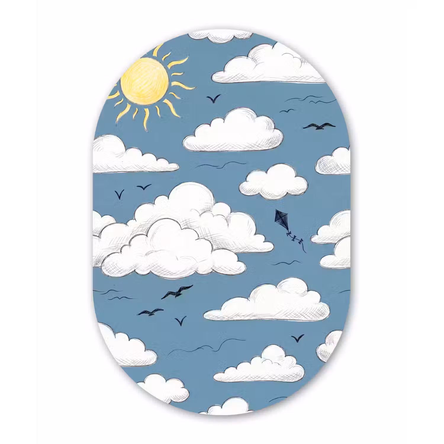 Lucht - Zon - Wolken - Natuur - Blauw Wandcirkel Ovaal Forex klein -3d