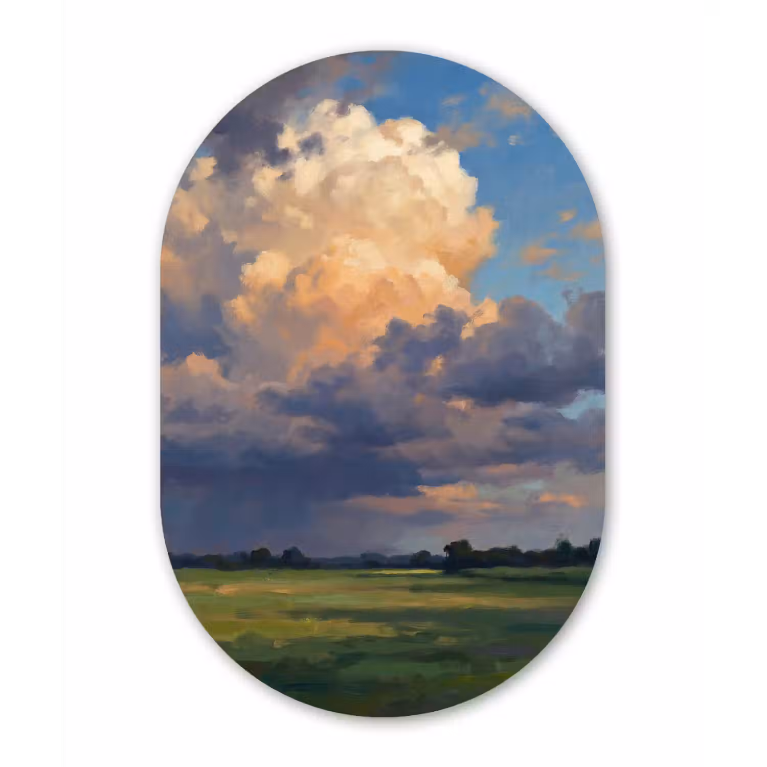 Lucht - Wolken - Landschap - Modern - Oranje Wandcirkel Ovaal Forex klein -3d