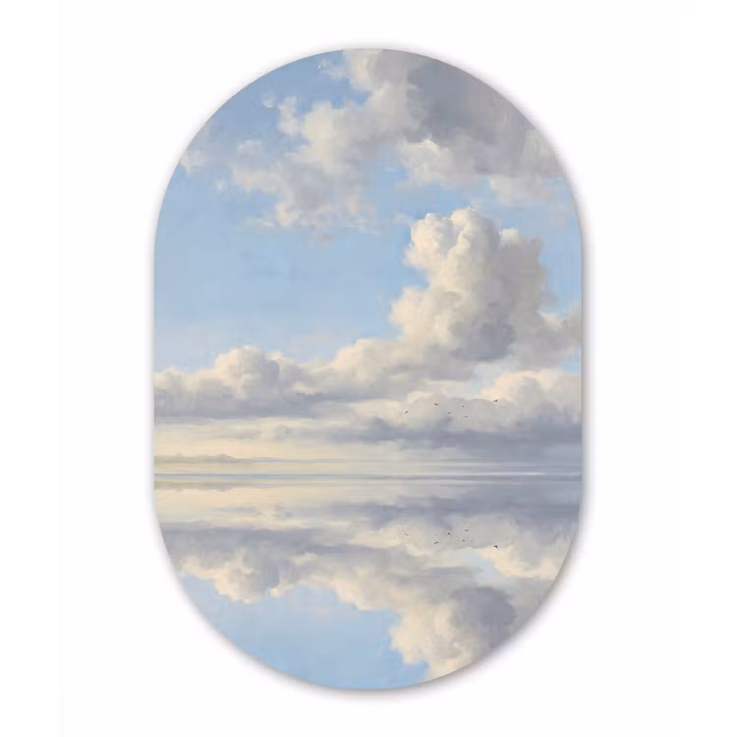 Lucht - Wolken - Natuur - Klassiek - Blauw Wandcirkel Ovaal Forex klein -3d