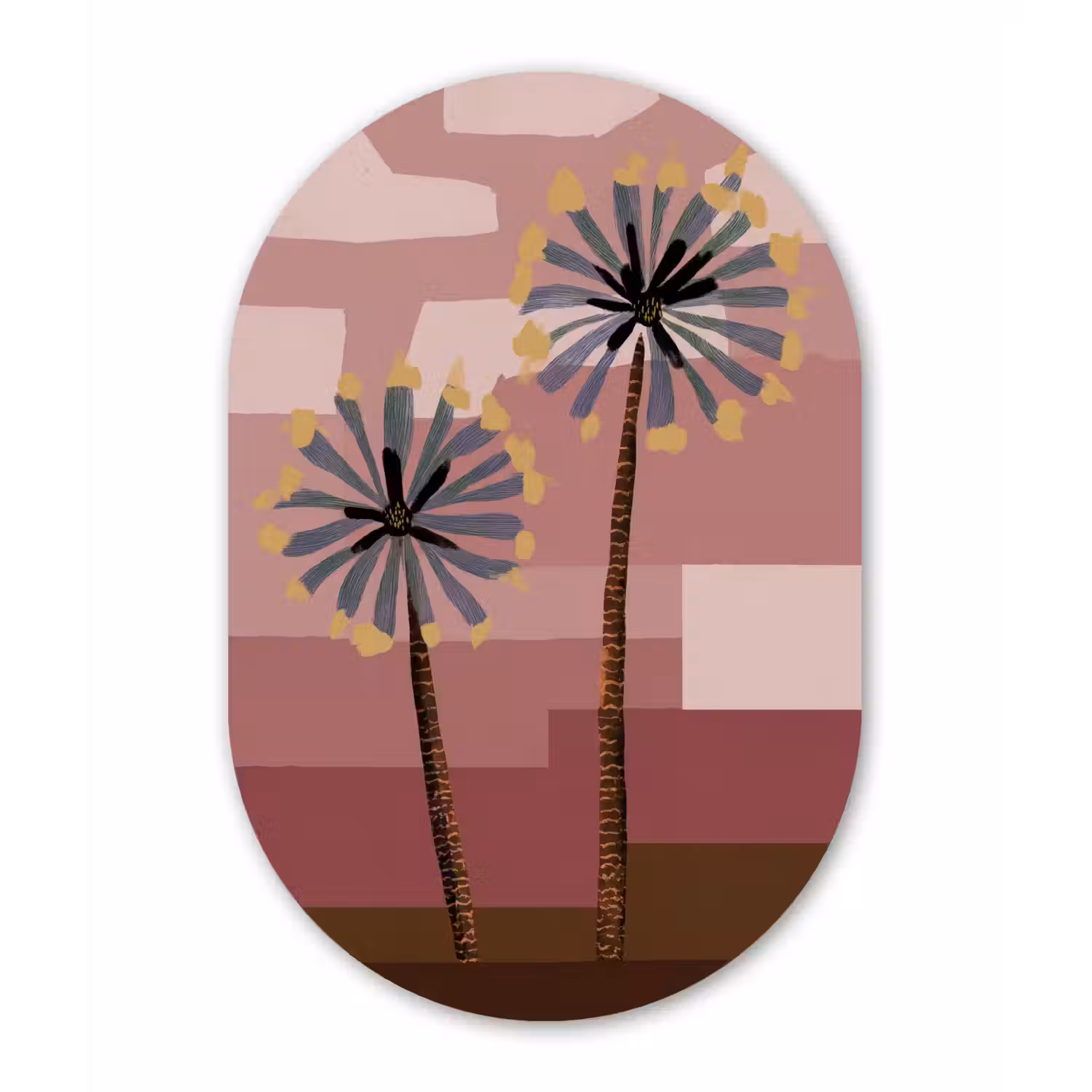 Illustratie - Bloemen - Vlakken - Abstract Wandcirkel Ovaal Forex klein -3d