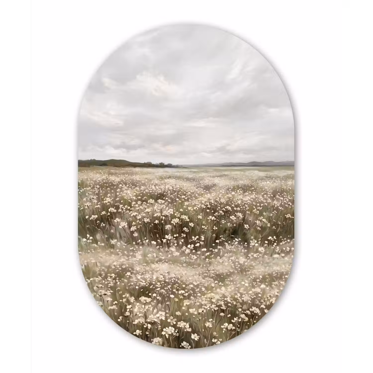 Illustratie - Landschap - Wit Wandcirkel Ovaal Forex klein -3d